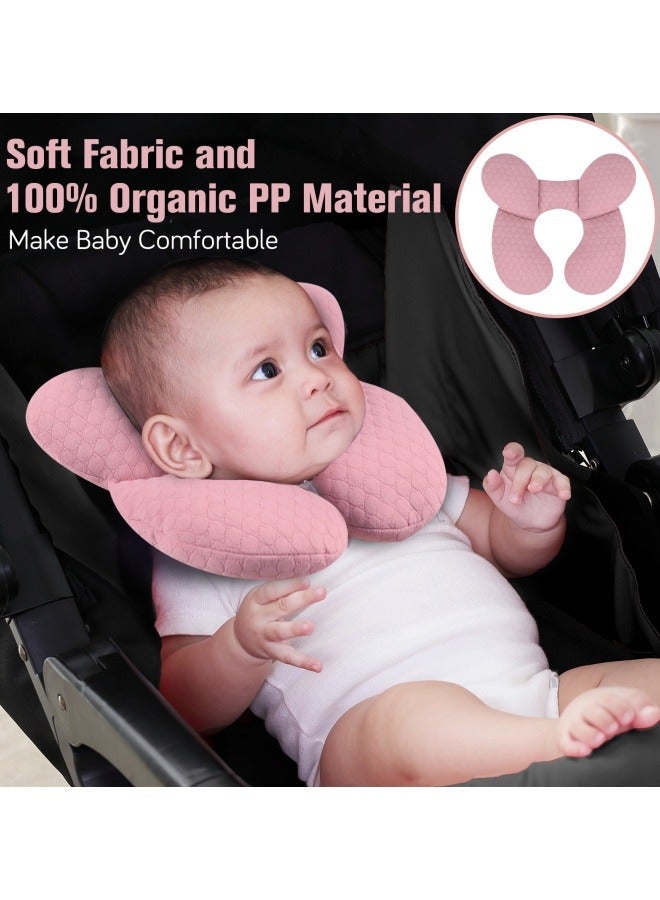 KAKIBLIN Upgraded Baby Neck Pillow, Carseat Head Support for Infant, Newborn Travel Pillow for Stroller & Pushchair, Breathable Baby Pillow for Sleeping, Ergonomic Head Support (Pink) - Image 2