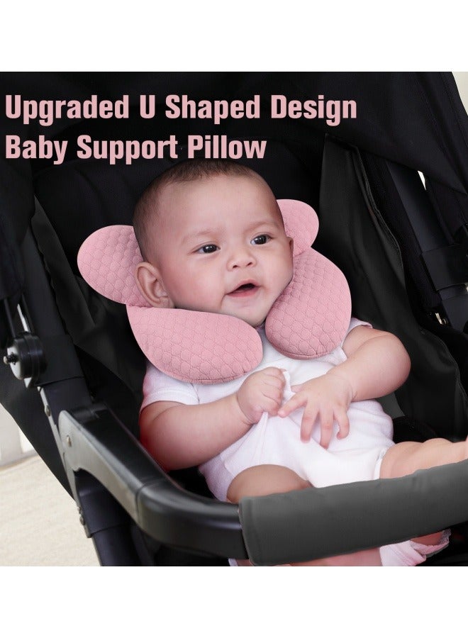 KAKIBLIN Upgraded Baby Neck Pillow, Carseat Head Support for Infant, Newborn Travel Pillow for Stroller & Pushchair, Breathable Baby Pillow for Sleeping, Ergonomic Head Support (Pink) - Image 3