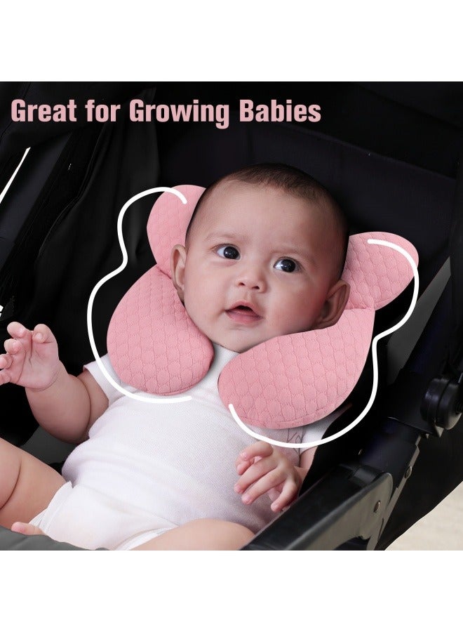 KAKIBLIN Upgraded Baby Neck Pillow, Carseat Head Support for Infant, Newborn Travel Pillow for Stroller & Pushchair, Breathable Baby Pillow for Sleeping, Ergonomic Head Support (Pink) - Image 4
