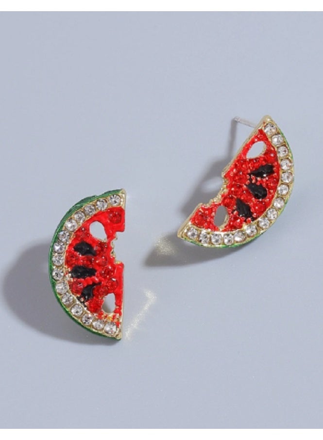 Shein Rhinestone Watermelon Earrings - Image 1
