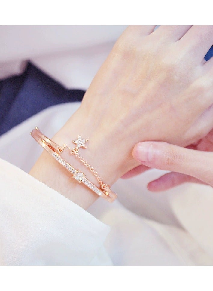 Goolsky Dainty Star & Heart Bracelet – Minimalist Friendship Gift for Girls, Adjustable Student Jewelry  - Image 1