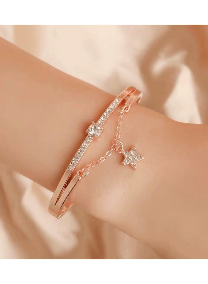 Goolsky Dainty Star & Heart Bracelet – Minimalist Friendship Gift for Girls, Adjustable Student Jewelry  - Image 2