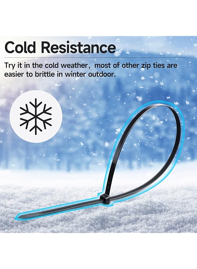 إيروريكس أربطة بلاستيكية كبيرة مقاس 26 بوصة، 100 عبوة، أقصى حمولة 200 رطل، درجة حرارة العمل 5 فهرنهايت إلى 176 فهرنهايت، أربطة بلاستيكية طويلة ومتينة وقابلة للتعديل من النايلون للاستخدام الداخلي والخارجي - Image 4