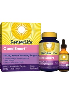 Adult Cleanse - CandiSmart - 15-Day Yeast Cleansing Program - 2-Part Kit - Gluten & Dairy Free - 60 Vegetarian Capsules + 1 Fl. Oz. Tincture