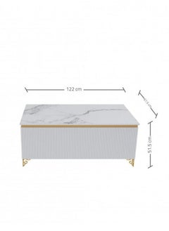 Luxury Coffee Table Set – 5 Pieces, Elegant Light Beige Design with Gold Accents & Premium Marble Top, Main Table with a Length of 122 cm, Width of 61.5 cm, and Height of 51.5 cm, and Four Side Tables with a Length of 35 cm, Width of 35 cm, and Height of 51.5 cm. - pzsku/Z61C1856F9D227BA8B114Z/45/_/1737285143/063006d3-c1ab-4692-91bf-dc1611fd50b9