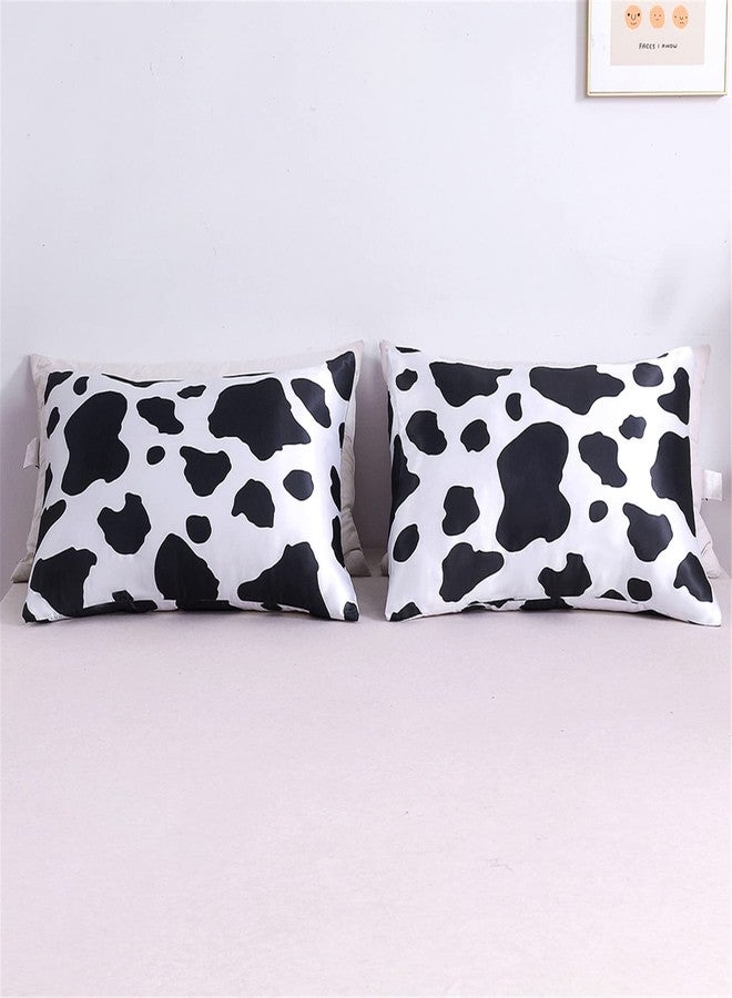URLINENS Satin Pillowcase for Hair and Skin Cow Print Silk Satin Pillowcase 2 Pack Standard Size Pillow Cases Set of 2 Cooling Silky Pillow Cover with Envelope Closure (20x26 inches, Cow) - Image 2
