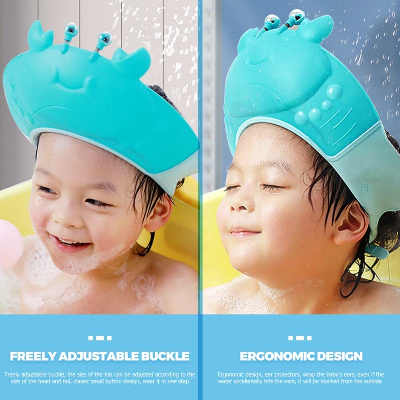 TOYANDONA Toddler Hair Washing Shield Baby Shower Cap, 2pcs Cute Crab Shampoo Hat Adjustable Silicone Shower Cap Hair Washing Hat for Kids Toddler Baby Bath Cap (Blue+ Red) Kids - Image 4