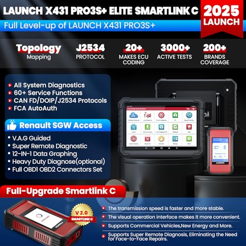 LAUNCH X431 PRO3S+ Elite, 2025 All-in-One Bidirectional Scan Tool with J2534,HD Trucks Scan, Topology Map, 60+Service,Online Coding Full Function Scanner, CANFD/DoIP/D-PDU/CAN 2.0, FCA, 2 Yrs Update - Image 2
