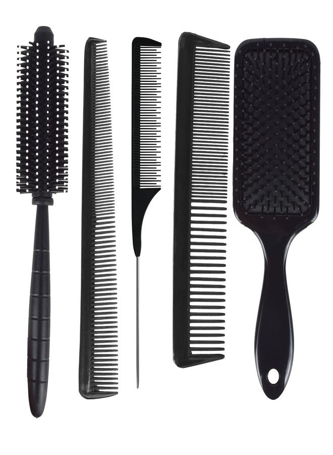 VEDETIC® Premium Collection Combo of 5 Hair Brush With Comb, Great for All Hair Types & Styles, Paddle, Round Dressing Comb and Hair Brush For Women, Men - Image 1