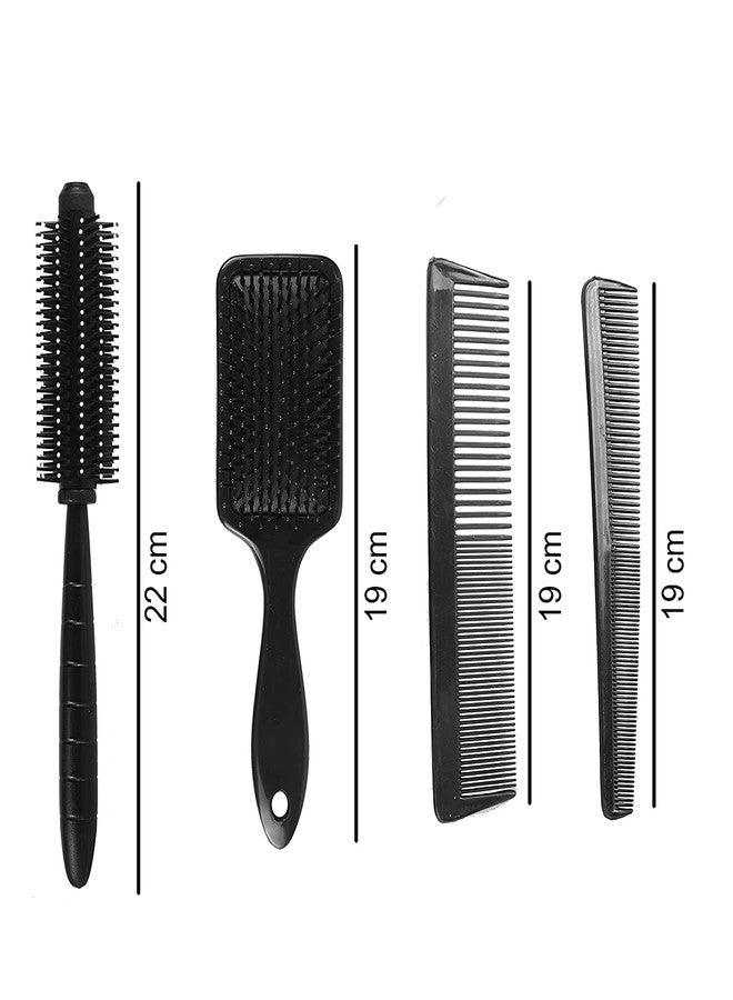 VEDETIC® Premium Collection Combo of 5 Hair Brush With Comb, Great for All Hair Types & Styles, Paddle, Round Dressing Comb and Hair Brush For Women, Men - Image 4