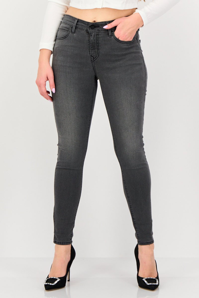 Levi's Women Super Skinny Fit Washed Stretchable Jeans, Grey - Image 1