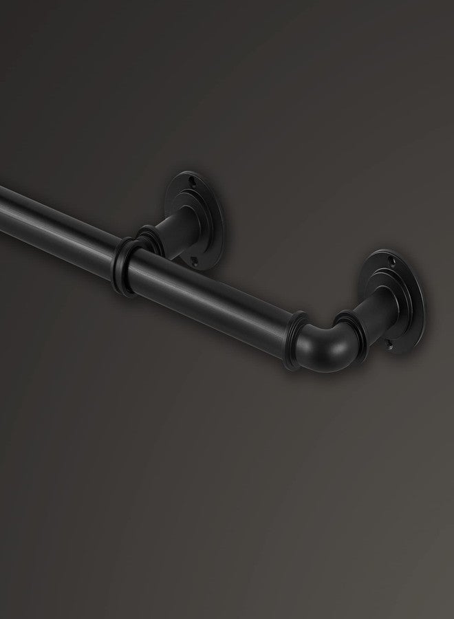 مود مجموعة MODE الصناعية لتعتيم الغرف، قضيب ستارة صناعي بقطر 1 1/8 بوصة مع قضيب ستارة فولاذي قابل للتمديد يُثبت على الحائط، يحجب الضوء، يناسب النوافذ من 36 بوصة إلى 72 بوصة، أسود مطفي - Image 4