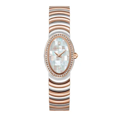شيروتي 1881 Women's Norcia Analog Women's Watch - Oval Mosaic White Mother of Pearl Dial, Two-Tone Bracelet, Butterfly Buckle