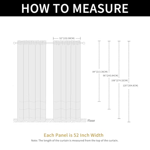SpaceDresser Waterproof Outdoor Sheer Curtains for Patio - 2 Panels Rod Pocket Indoor Voile Sheer Curtain for Living Room,52W x 84L inch, White - Image 3