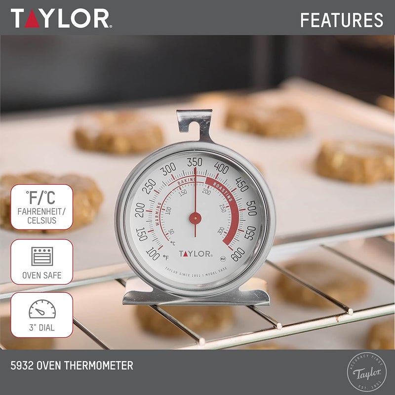 Taylor Precision Products 5932 Large Dial Kitchen Cooking Oven Thermometer, 3.25 Inch Dial, Stainless Steel - Image 2