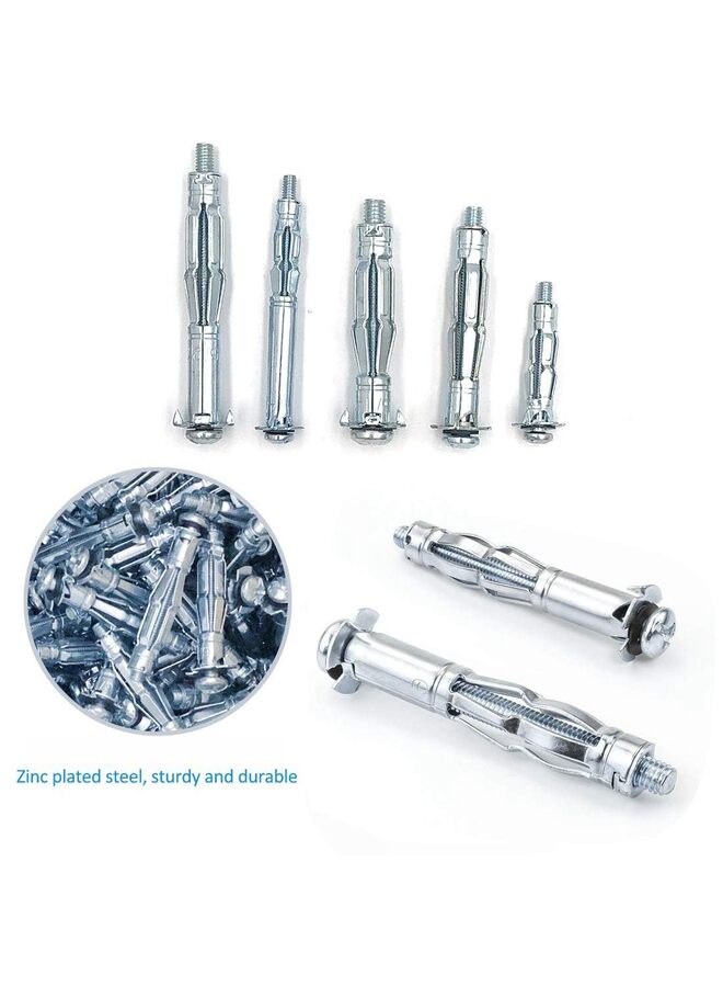 أداة تثبيت مرساة الحائط مع 18 قطعة من براغي مرساة الحائط المجوفة، مجموعة متنوعة من مسدسات التثبيت شديدة التحمل لتثبيت مرساة التجويف على ألواح الجبس - Image 2