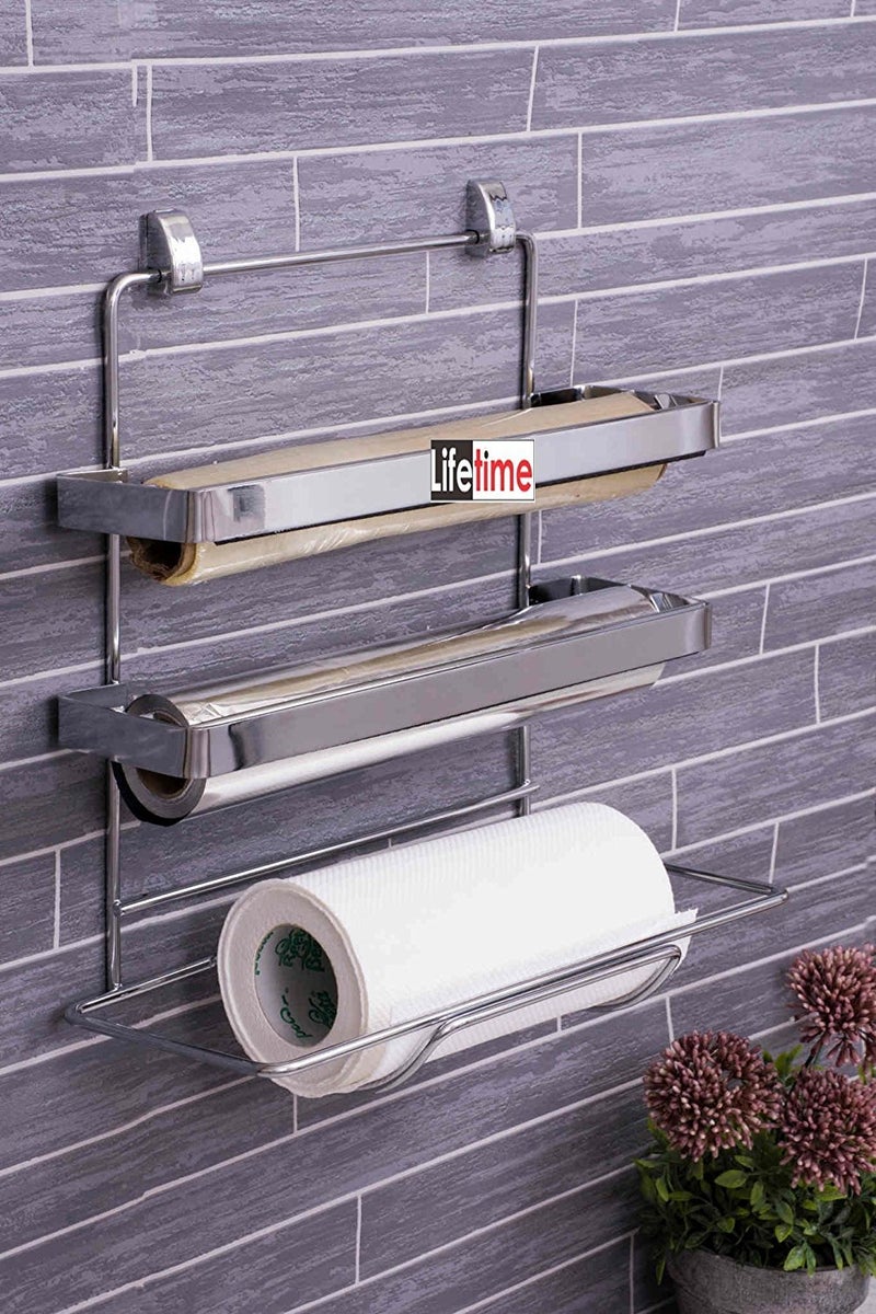 Lifetime Lifetime Stainless Steel 3 In 1 Triple Paper Dispenser and HolderWrap Aluminium Foil and Kitchen Roll - Image 1