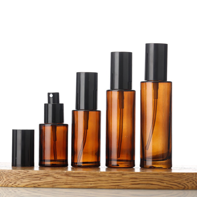 Brown Glass Emulsion Bottle Black Glass Fine Mist Spray Bottle Cosmetic Bottle Press Glass Spray Bottle - Image 1
