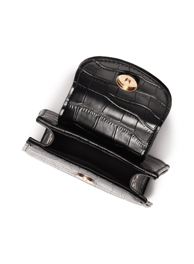 Fastrack Croco Textured Mini Sling Bag for Women, Girls and Ladies | Made of Premium PU | Gold Chain Sling Strap with Button Closure - Image 5