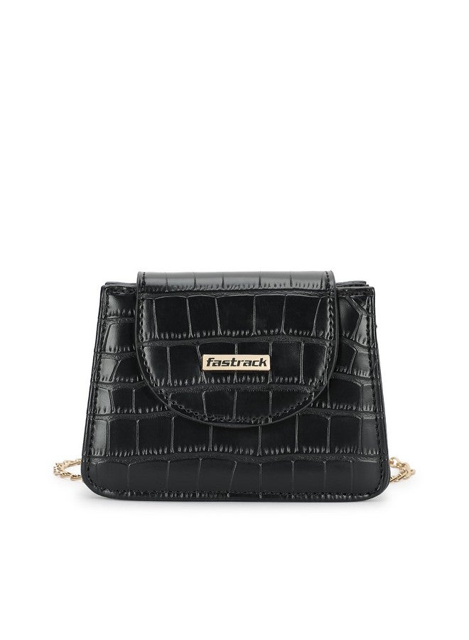 Fastrack Croco Textured Mini Sling Bag for Women, Girls and Ladies | Made of Premium PU | Gold Chain Sling Strap with Button Closure - Image 1