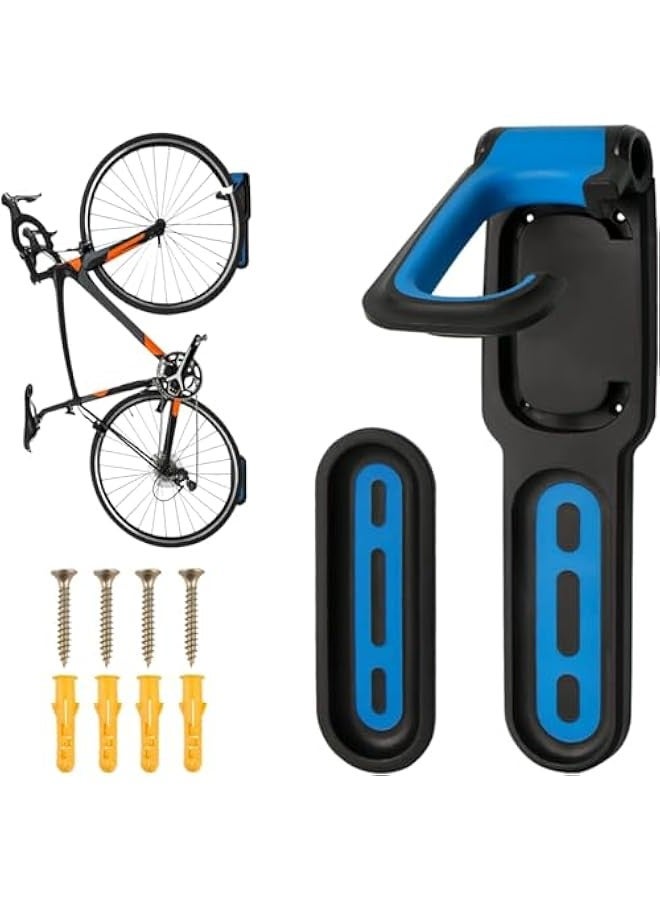 TRASSLE Foldable Bike Wall Hook, Black ABS Painted Sports Bicycle Parking Rack for Indoor Garage Bikes Display - Image 1