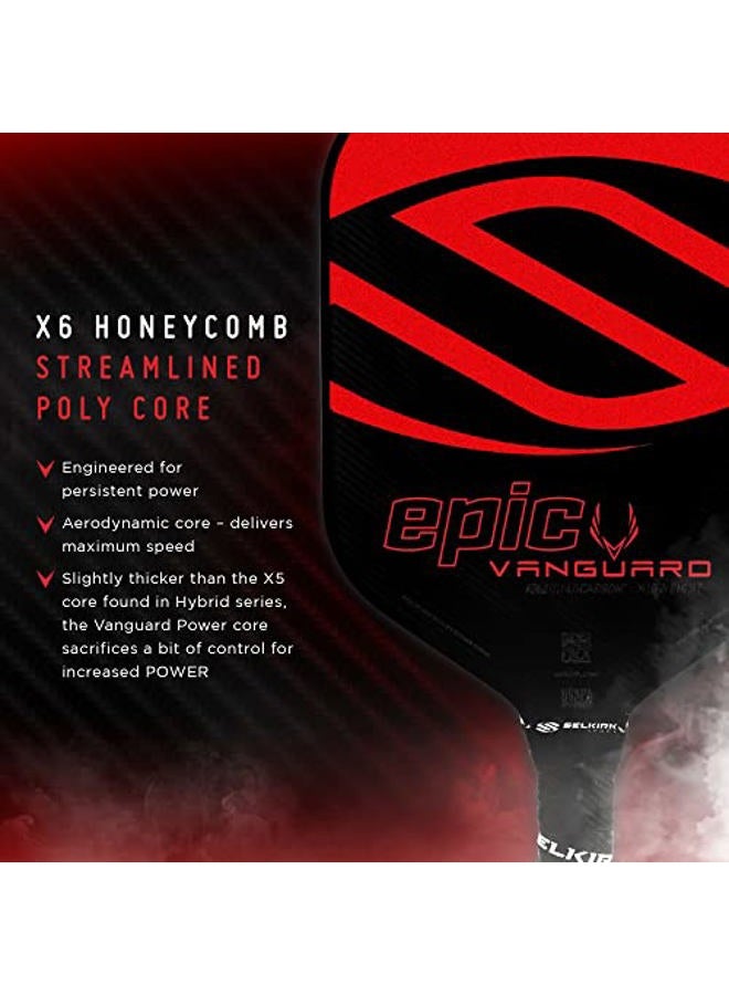 Selkirk Sport Vanguard Hybrid Pickleball Paddle | Carbon Fiber Paddle with a Polypropylene X5 Core | Pickleball Rackets | Maxima Lightweight Red - Image 2