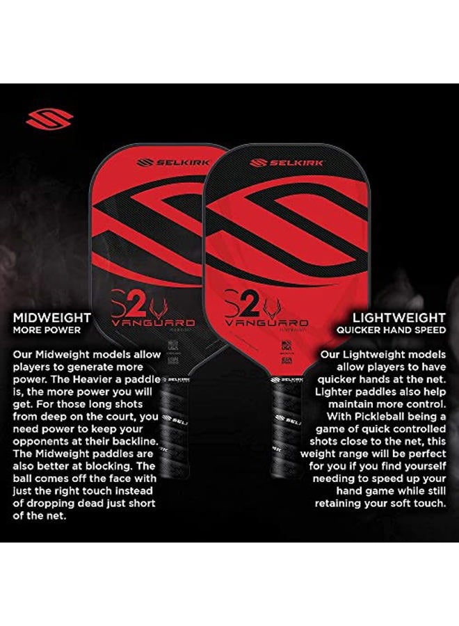 Selkirk Sport Vanguard Hybrid Pickleball Paddle | Carbon Fiber Paddle with a Polypropylene X5 Core | Pickleball Rackets | Maxima Lightweight Red - Image 4