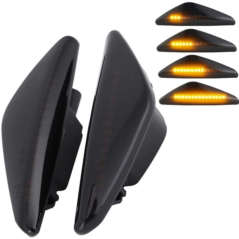 csslyzl Sequential Amber LED Fender Side Marker Light Turn Signal Lamp Assembly Replacement For BMW E70 E71 E72 X5 X6 X3 F25 Driver & Passenger Side (Smoke Lens) - Image 1