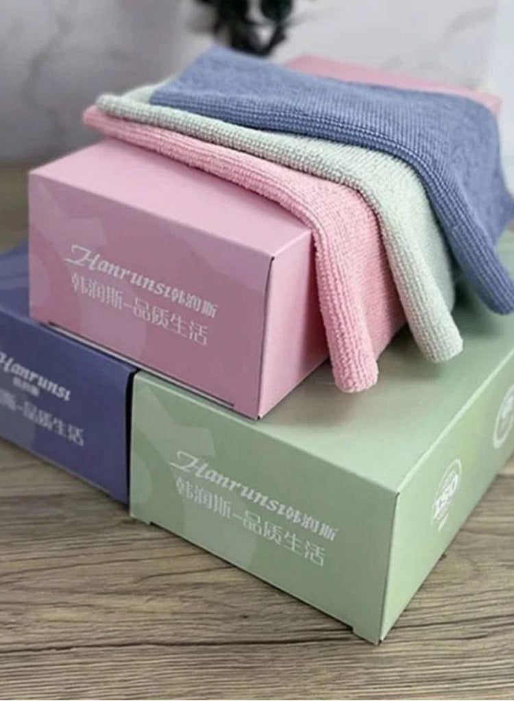 صندوق فوط من المايكروفايبر، 20 فوطة قابلة لإعادة الاستخدام 20 × 20 سم للمسح والتنظيف، عالية الامتصاص - Image 2