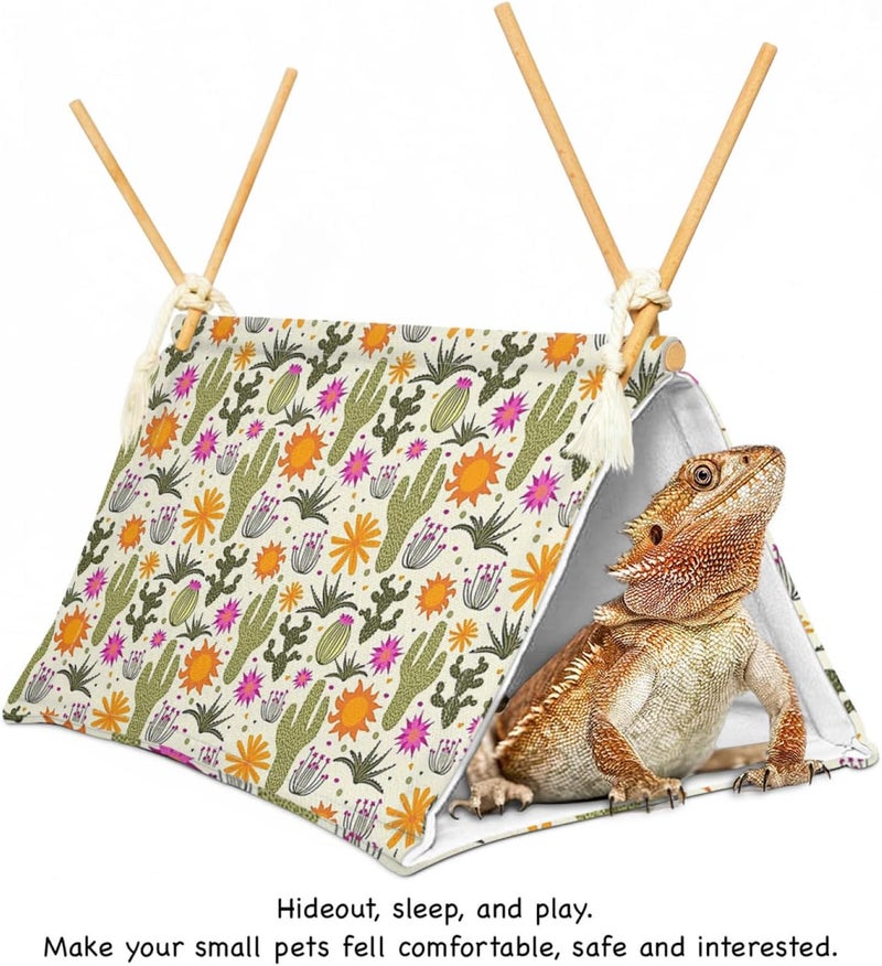 Aipush Bearded Dragon Reptile Sleeping Bed Tent Hide Tank Decor Accessories Habitat Shelter for Lizard Bearded Dragon Leopard Gecko (Cactus 1) - Image 2