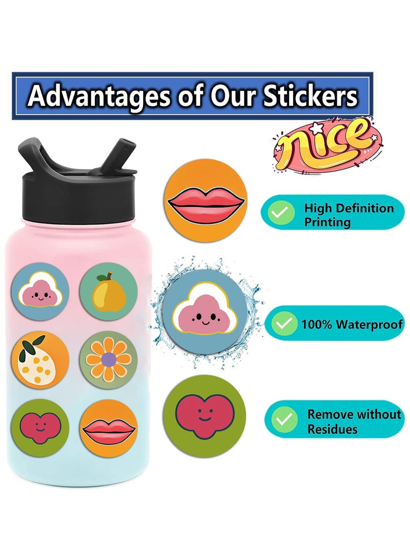 ORAINBOW 50pcs Cute Happy Smile Face and Flowers Stickers for Water Bottles Cartoon Aesthetic Vinyl Decals for Kids Teens Phone Case Scrapbook Laptop Skateboard Luggage Bike Guitar - Image 2