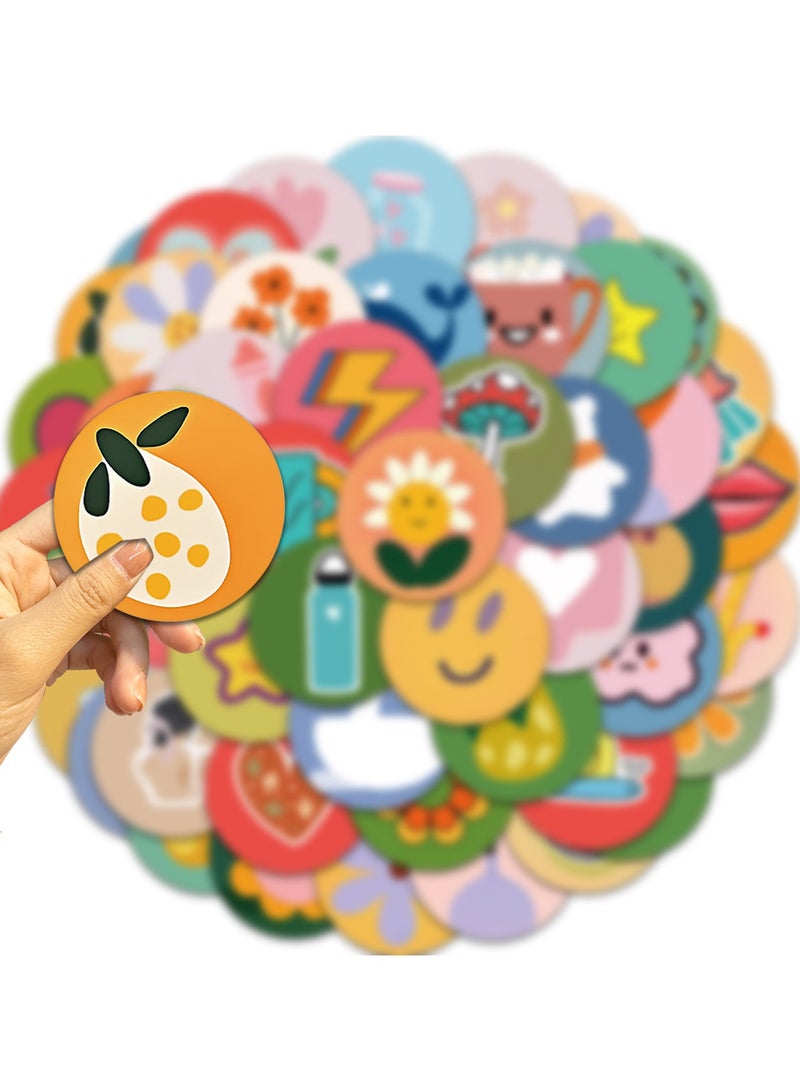 ORAINBOW 50pcs Cute Happy Smile Face and Flowers Stickers for Water Bottles Cartoon Aesthetic Vinyl Decals for Kids Teens Phone Case Scrapbook Laptop Skateboard Luggage Bike Guitar - Image 4
