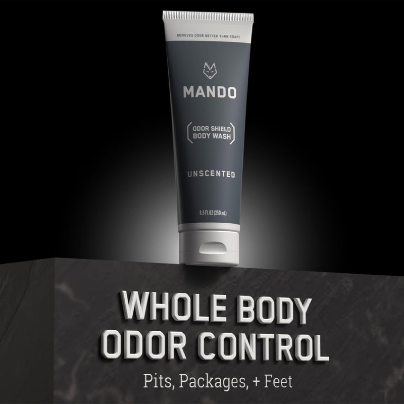 Mando Odor Shield Body Wash - 24 Hour Control - Removes Odor Better than Soap - SLS Free and Paraben Free, Skin Safe - 8.5 Ounce (Unscented) - Image 4