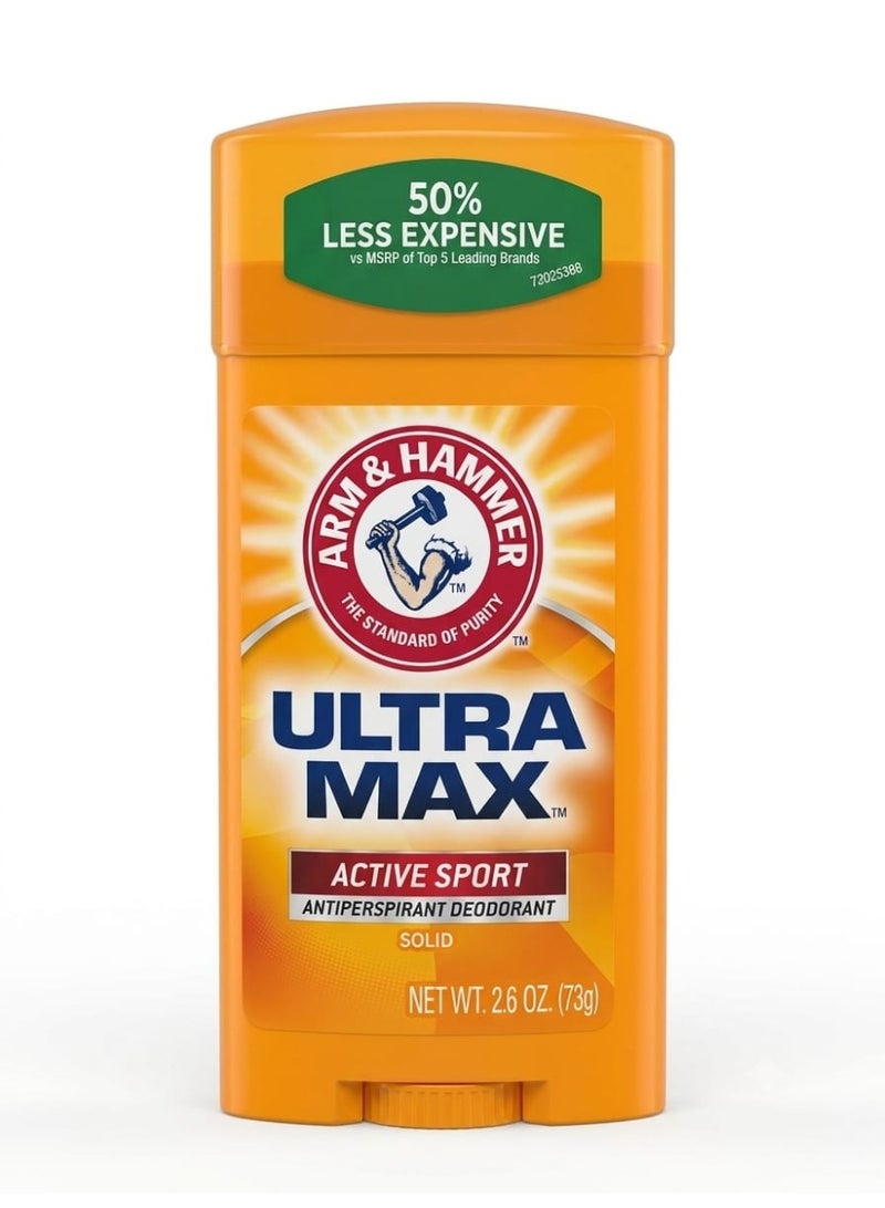 Arm & Hammer Ultra Max Active Sport Antiperspirant Deodorant Solid, 2.6 oz