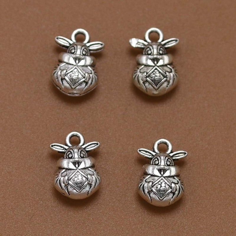 comfrt 20pcs Antique Silver Charm Pendant Rabbit Shape Spacer Beads DIY Jewelry Making Accessory for Necklace Bracelet - Image 2