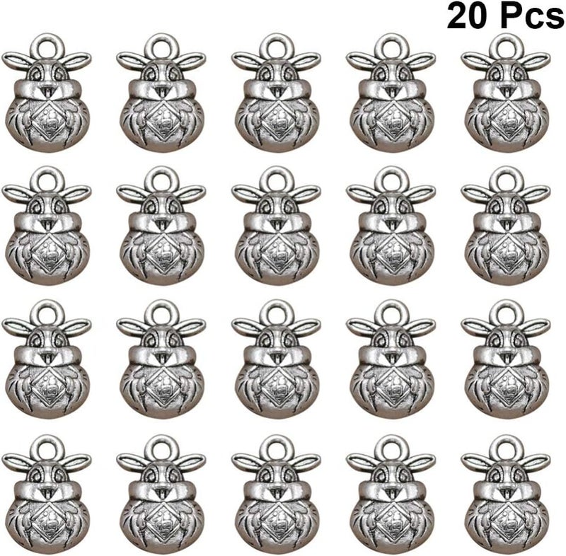 comfrt 20pcs Antique Silver Charm Pendant Rabbit Shape Spacer Beads DIY Jewelry Making Accessory for Necklace Bracelet - Image 5