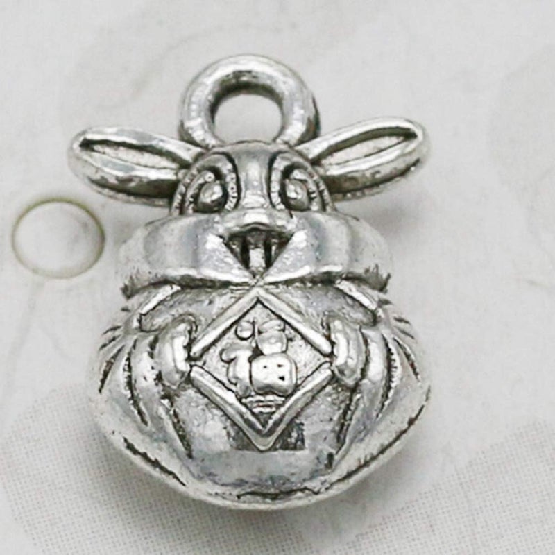 comfrt 20pcs Antique Silver Charm Pendant Rabbit Shape Spacer Beads DIY Jewelry Making Accessory for Necklace Bracelet - Image 4