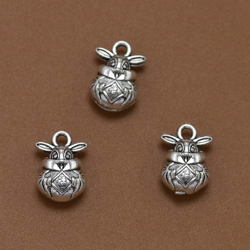comfrt 20pcs Antique Silver Charm Pendant Rabbit Shape Spacer Beads DIY Jewelry Making Accessory for Necklace Bracelet - Image 3