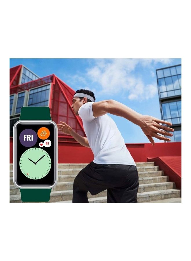 Loquat Adjustable Silicone Sport Watch Bands Replacement Wristband Compatible With Huawei Watch Fit 2 Dark Green - Image 5