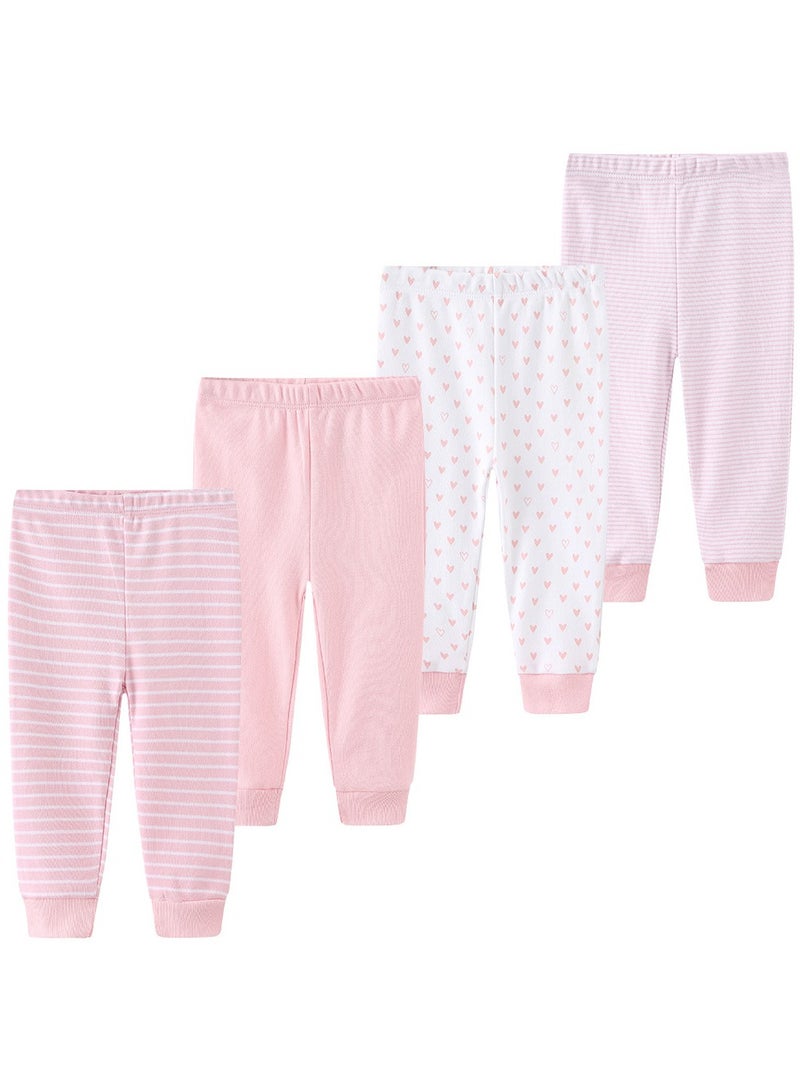 ريدمابليتيك طقم مكون من أربع قطع من سراويل عالية الخصر من القطن الخالص القابل للتنفس للأطفال الرضع والأطفال الصغار - Image 1