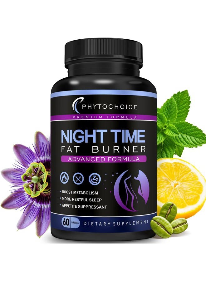 PhytoChoice Night Time Fat Burner - Weight Loss Diet Pills with Magnesium Melatonin CLA L-Carnitine that Work at Night, Appetite Suppressant, Carb Blocker, Nighttime Metabolism Booster for Women and Men 60 Caps. - Image 1
