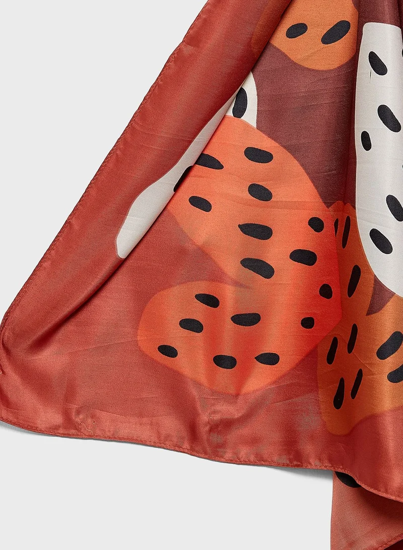 PARFOIS Heart Print Square Scarf