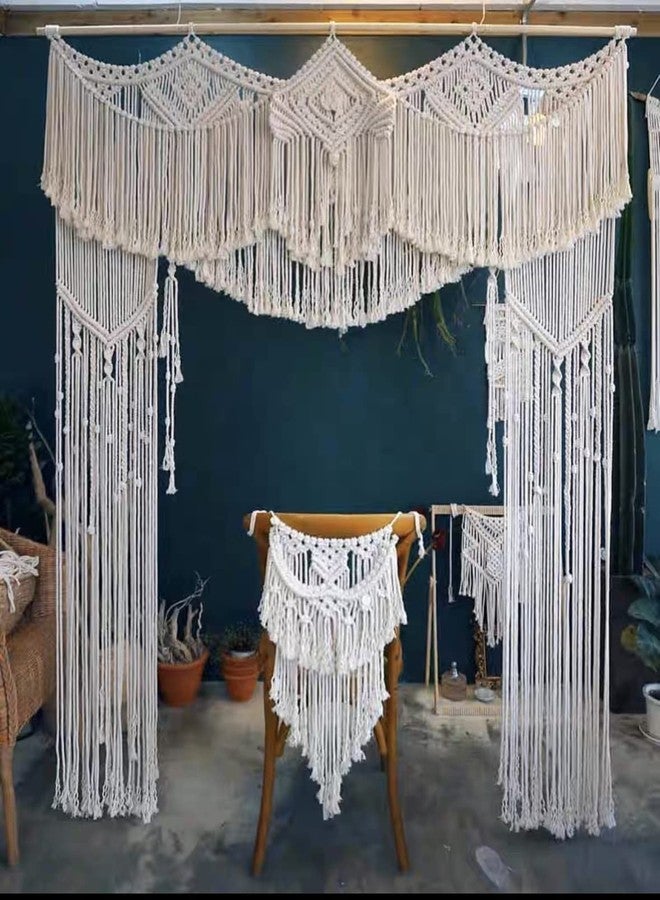 kiido Large Macrame Wedding Backdrop for Arbor/Arch Bohemian Wall Hanging Decor Boho Doorway/Window Curtains Room Divider Home Geometric Art Decor Beautiful Room Decoration-Crown 63" W x 78" L - Image 3