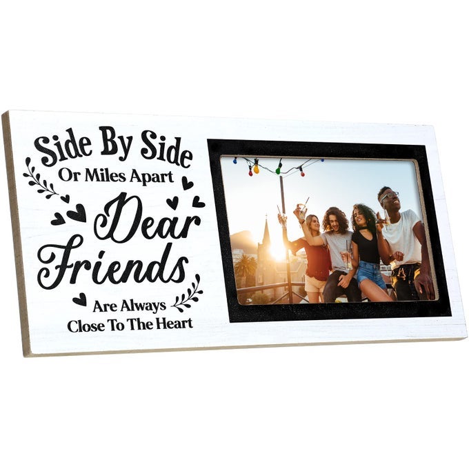 WOODEN FRIENDS PICTURE FRAME 12 X 55 INCH PHOTO FRAME GRADUATION DAY DEAR FRIENDS GIFTS LONG DISTANCE FRIENDSHIP PHOTO GIFTSWHITE GRAY