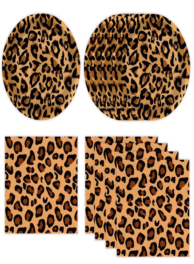 HiEnjoin Leopard Print Party Plates and Napkins, Disposable Cheetah Ppaer Dessert Plates Guest 20 Jungle Safari Party Supplies Tableware for Baby Shower Jungle Parties Decorations(40PCS) - Image 1