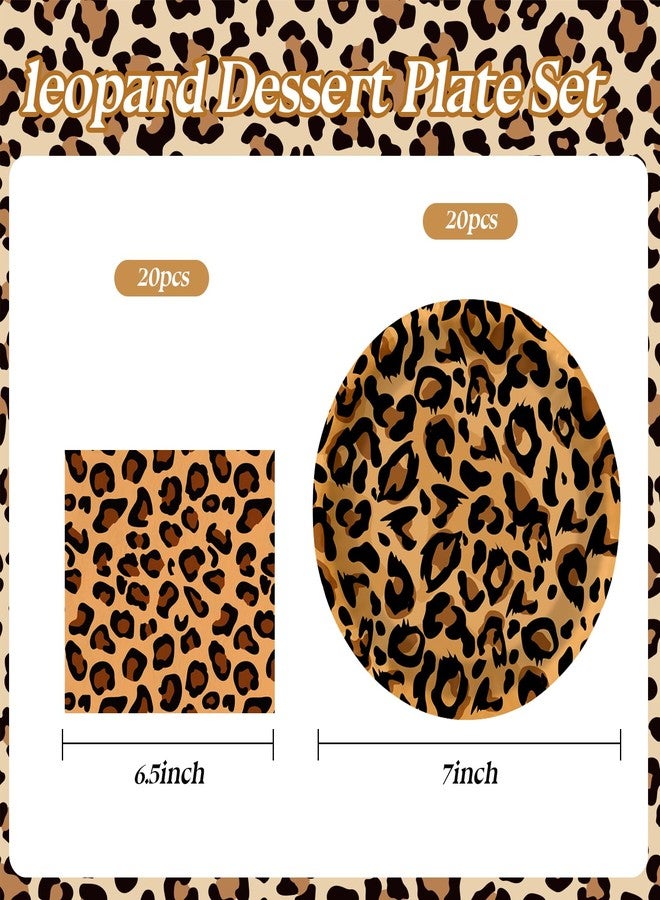 HiEnjoin Leopard Print Party Plates and Napkins, Disposable Cheetah Ppaer Dessert Plates Guest 20 Jungle Safari Party Supplies Tableware for Baby Shower Jungle Parties Decorations(40PCS) - Image 2