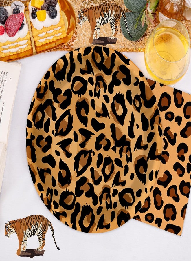 HiEnjoin Leopard Print Party Plates and Napkins, Disposable Cheetah Ppaer Dessert Plates Guest 20 Jungle Safari Party Supplies Tableware for Baby Shower Jungle Parties Decorations(40PCS) - Image 5