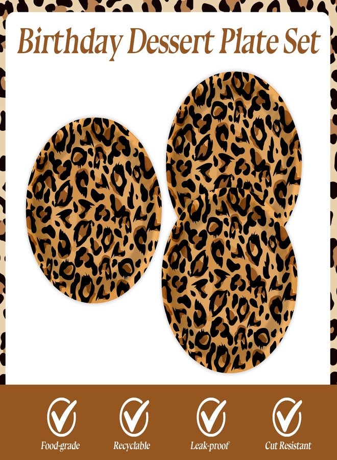 HiEnjoin Leopard Print Party Plates and Napkins, Disposable Cheetah Ppaer Dessert Plates Guest 20 Jungle Safari Party Supplies Tableware for Baby Shower Jungle Parties Decorations(40PCS) - Image 3