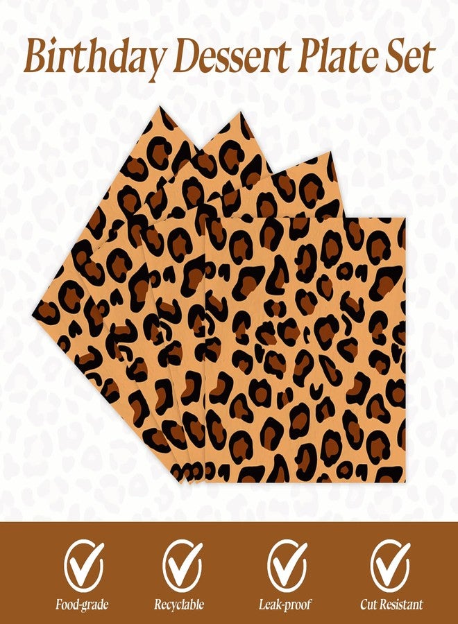 HiEnjoin Leopard Print Party Plates and Napkins, Disposable Cheetah Ppaer Dessert Plates Guest 20 Jungle Safari Party Supplies Tableware for Baby Shower Jungle Parties Decorations(40PCS) - Image 4