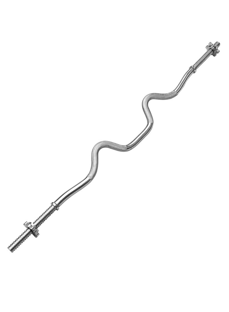 Spall EZ Curl Barbell Bar with Spin-Lock Collars – 47" Chrome-Plated Solid Steel Curling Bar for Biceps, Triceps, Arm, and Upper Body Strength Training - Image 1